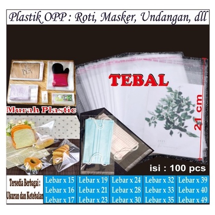 PLASTIK OPP TEBAL LEM 10X18, 11X18, 12X18, 13X18, 14X18, 15X18, 17X18