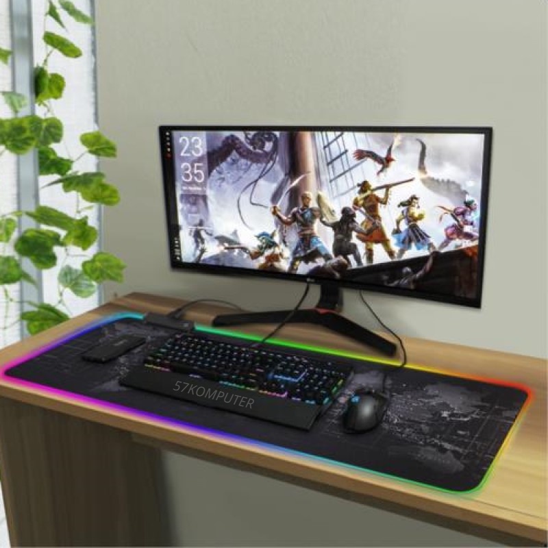 NEW Mouse pad / Mousepad Gaming LED RGB Mouse Pad XL Desk Mat Motif DUNIA Ukuran Jumbo Besar XL Mousepad RGB Gaming XL LED Glowing - Mouse Pad Murah - Mouseped