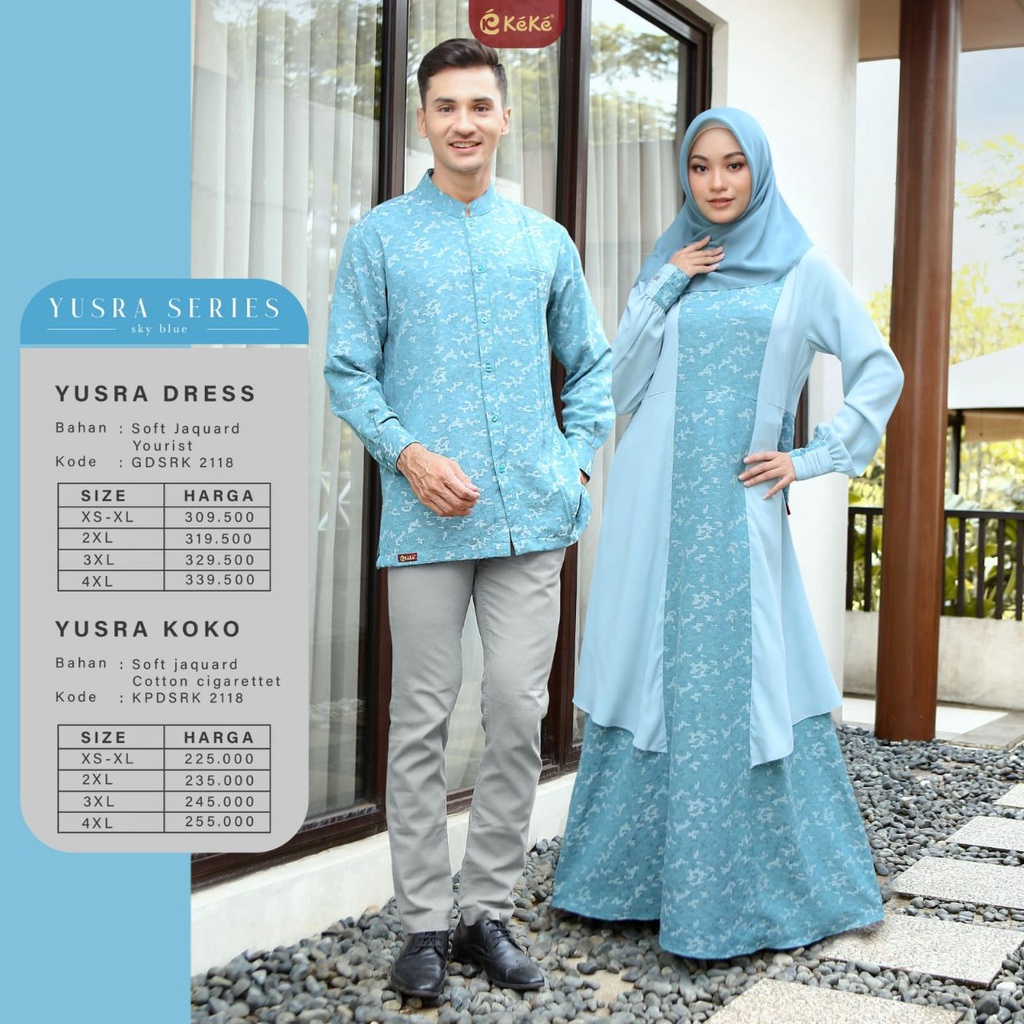 BAJU KELUARGA KEKE YUSRA SERIES TERBARU 2022 SKY BLUE EARTH PAKAIAN SARIMBIT