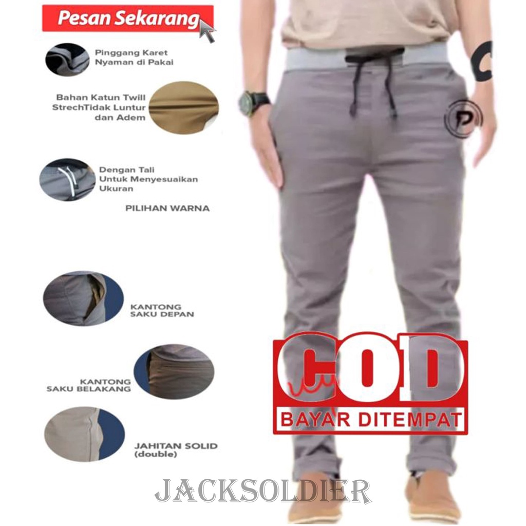 Celana Chino Celana Rib Panjang Bahan Stretch 100% Mulur Elastis Bigsize Jumbo