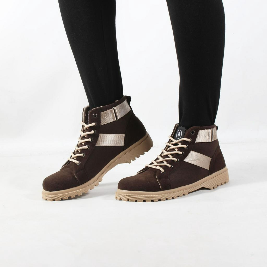 Sepatu Boots Wanita V 3334 Brand Varka Sepatu Kasual Kuliah Hangout Wanita Trendi Berkualitas - Coklat