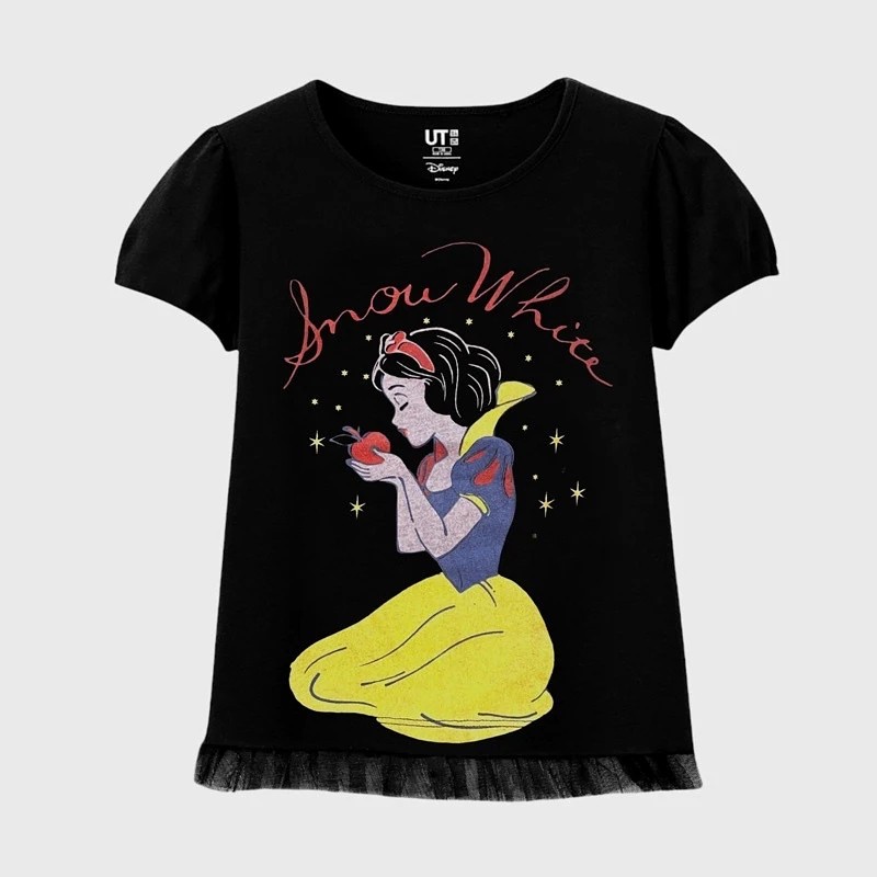 Kaos Anak Perempuan Uniqlo UT Disney Princess Snow White Black Size 3y 4y / Kado Baju Kaos Celana An
