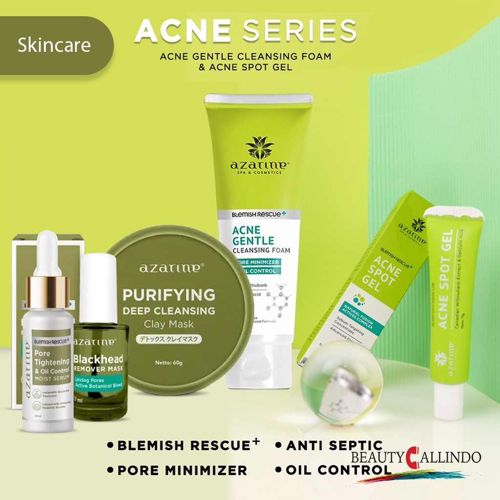 Azarine Blemish Rescue Acne Series | Cleansing Foam | Spot Gel | Anti Acne Serum |Clay Mask | Anti Jerawat