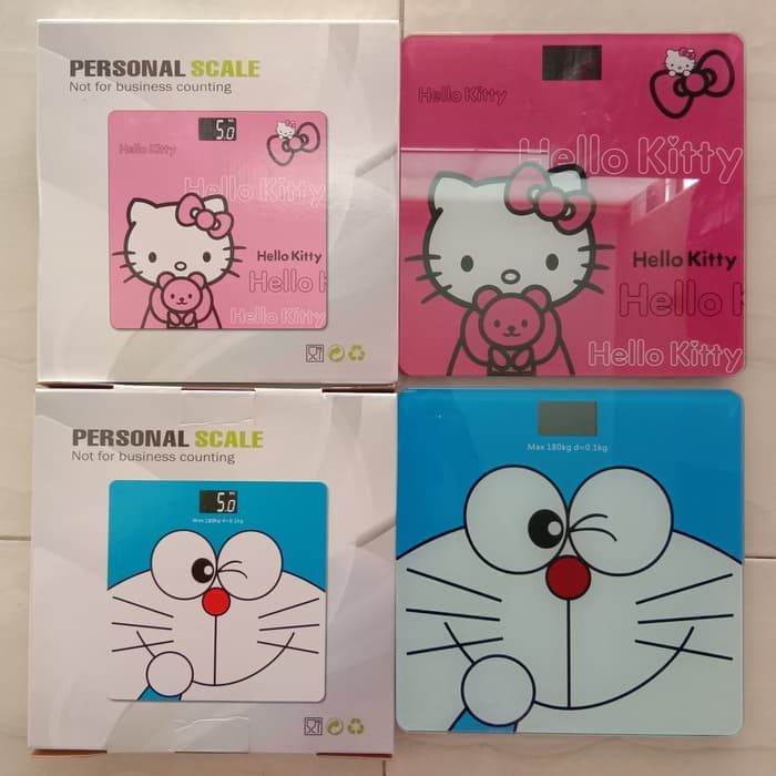 TIMBANGAN BADAN DIGITAL 180 KG MOTIF DORAEMON &amp; HELLOKITTY