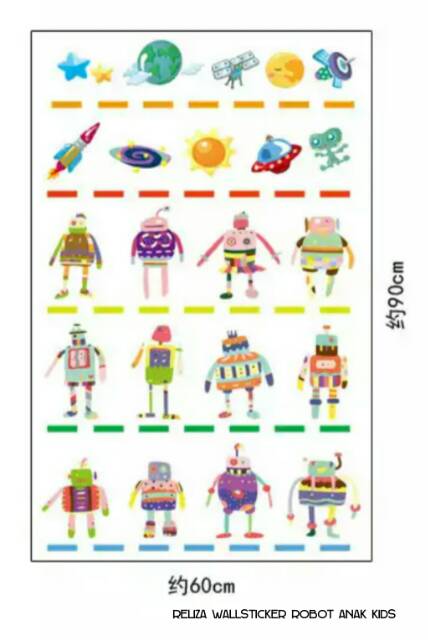 RELIZA WALL STICKER ROBOT ANAK ALIEN ASTRONOT LUAR ANGKASA STIKER DINDING AY7141