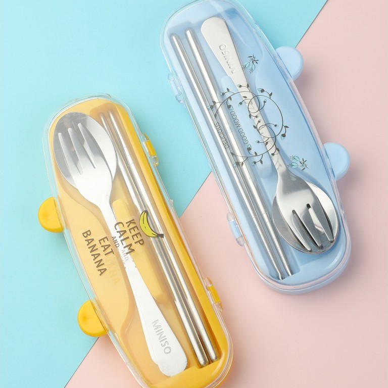 MINISO PERLENGKAPAN MAKAN SENDOK PLUS GARPU SUMPIT THREE SETS TABLEWARE