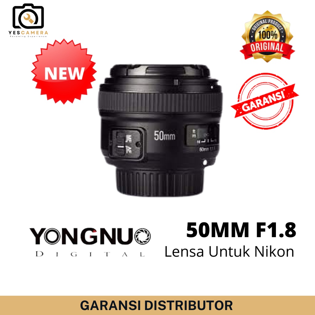 New Lensa Yongnuo 50mm F1.8 For Nikon Garansi Lensa FIx Yongnuo Bokeh Lensa Fix Nikon 50mmF1.8