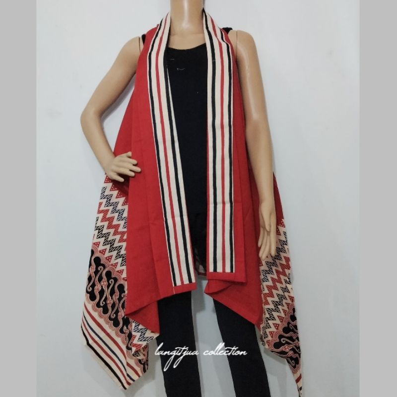 MAYA SALUR OUTER BATIK VEST TANPA LENGAN KEKINIAN