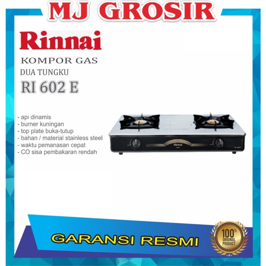 PROMO KOMPOR 2 TUNGKU RINNAI RI 602 E STAINLESS