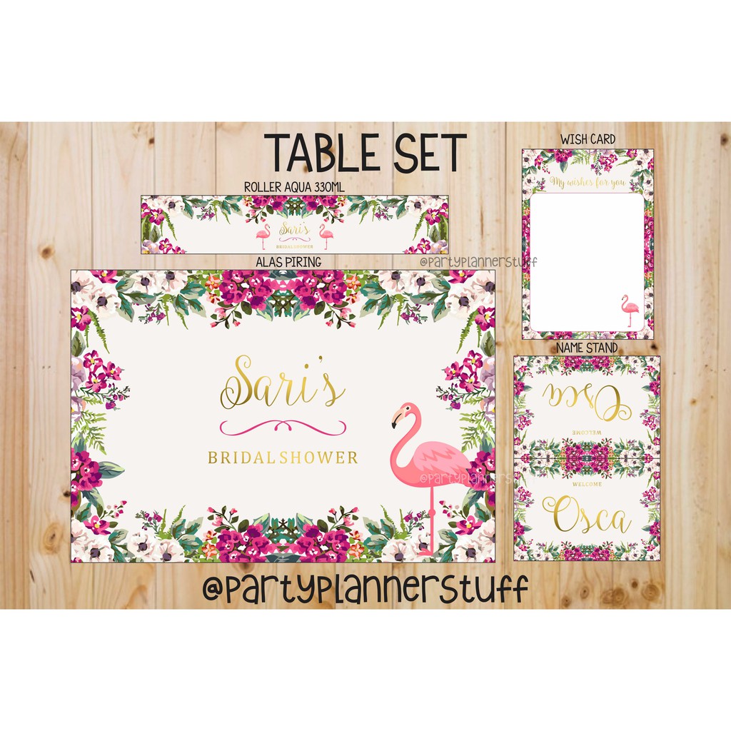 Bridal shower tema flamingo tropical aksesoris table decor flower vintage perlengkapan table decor t