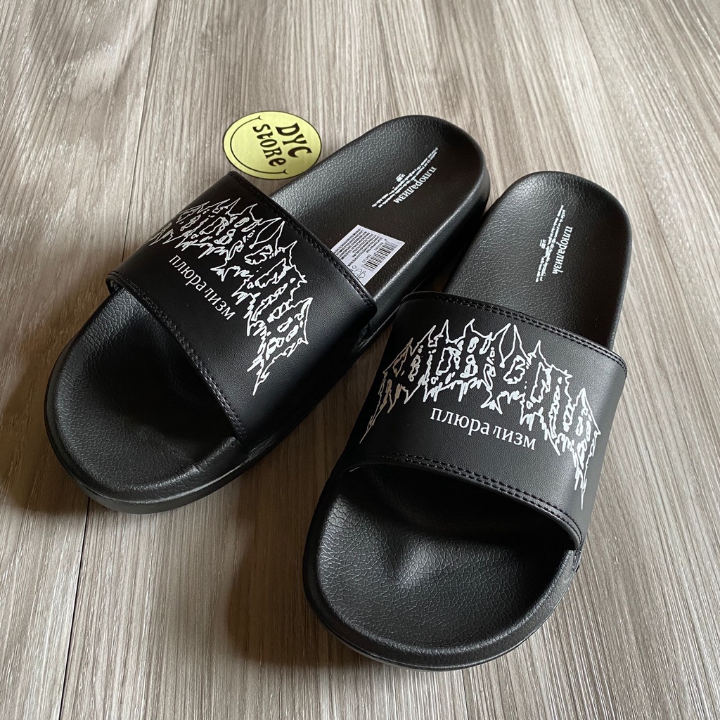 SANDAL SLIDE SLOP SLIPPER UNISEX ORIGINAL NOTBADCLUB spesial SERIES OF SPICTURAM DARK art BLACK RED | SENDAL HITAM PRIA WANITA