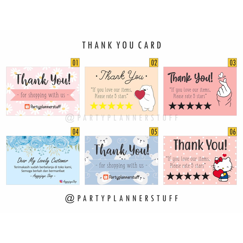 Thank You Card Online Shop Kartu Ucapan Terima Kasih Olshop Thanks Card Olshop Greeting Card Shopee Indonesia