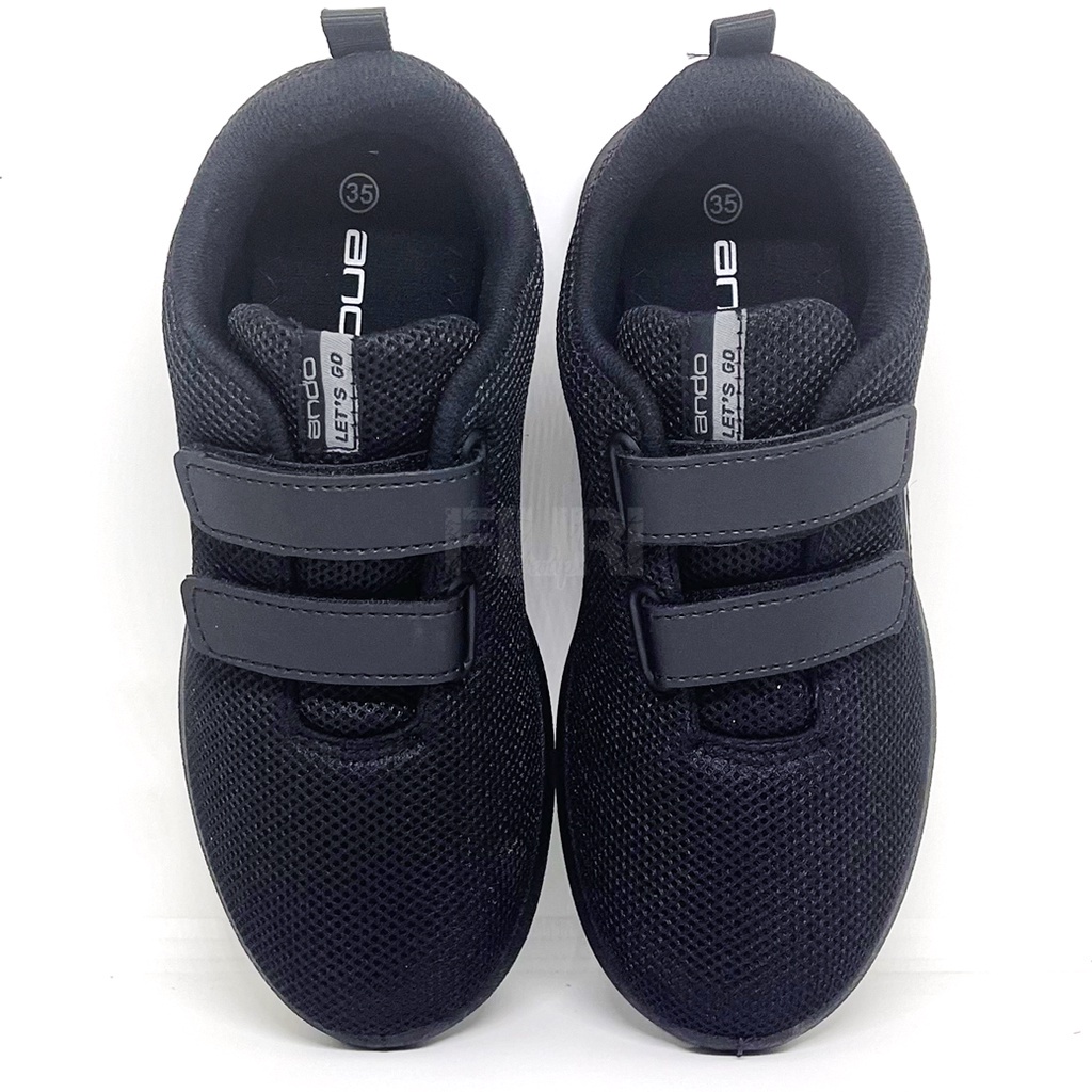 FIURI - ANDO ORIGINAL -  LIAM BSC VIANY PEREKAT 29-40 FULL HITAM - SNEAKERS KANVAS SOL KARET ANAK KECIL PEREMPUAN LAKI-LAKI - SEPATU KETS LUCU FASHION TRENDY - SEPATU SEKOLAH PAUD TK SD KRETEKAN PEREKAT CEWEK COWOK MURAH PROMO DISKON BONUS KAOS KAKI