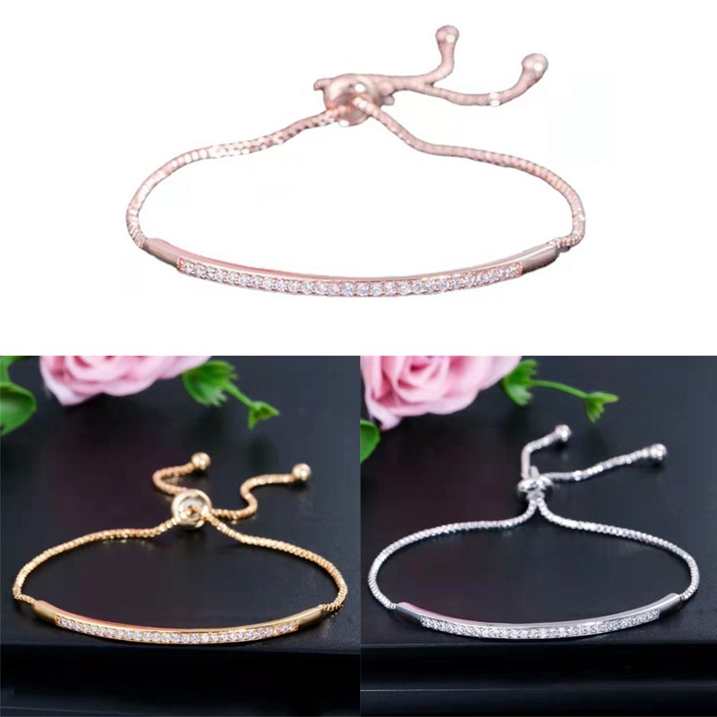 Gelang Rantai Sterling Silver 925 Hias Cubic Zirconia Untuk Wanita