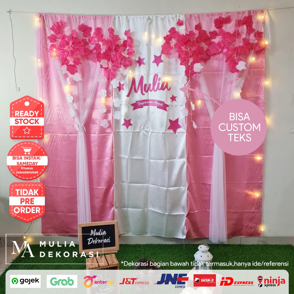 Dekorasi Syukuran Tasyakuran Backdrop PhotoBooth DIY Aqiqah Khitan Paket Satin X