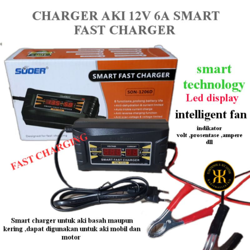 SMART CHARGER ALAT CES AKI MOBIL MOTOR 12V 2 /6/10 /20 AMPERE