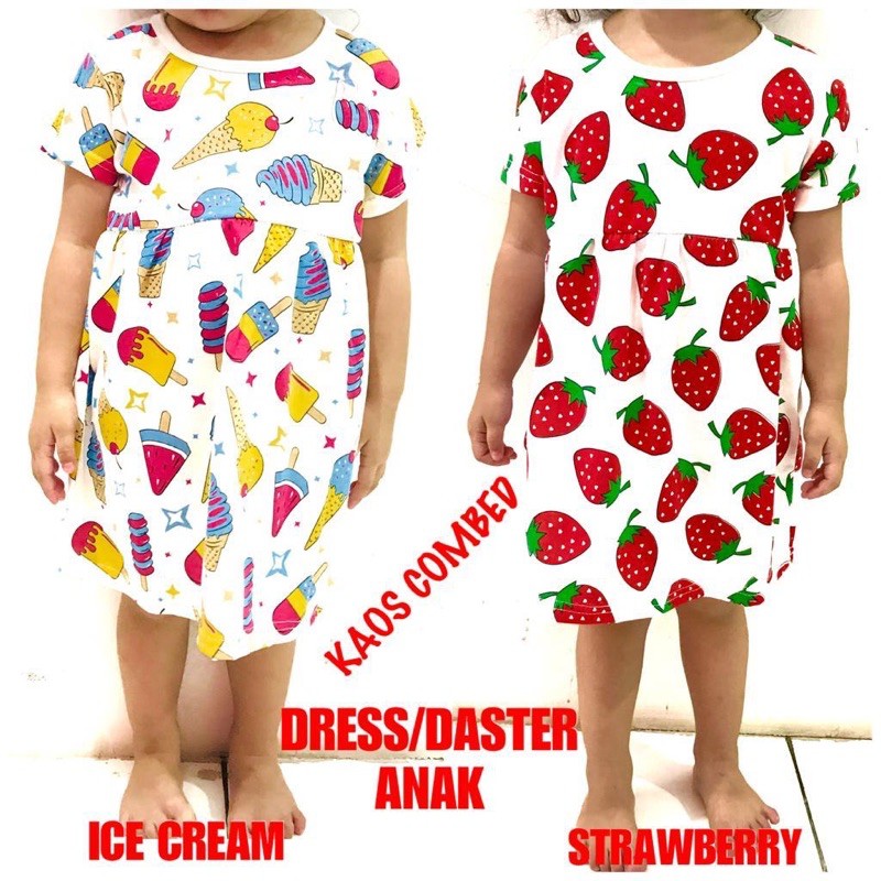 3S YEYA - BAJU DRESS/DASTER ANAK KIDS PEREMPUAN/CEWEK BAHAN KAOS KATUN