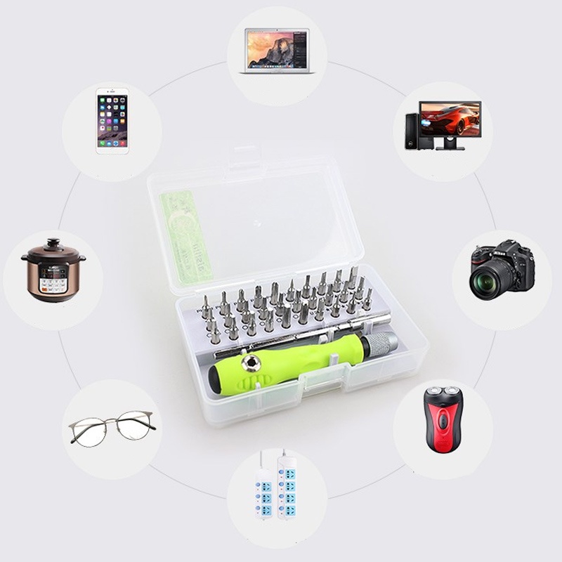 PAKET Tool Repair 32 In 1 Obeng Set Presisi Mini Magnetic Screwdriver Bits Kit Ponsel IPad Camera laptop komputer Jam Maintenance