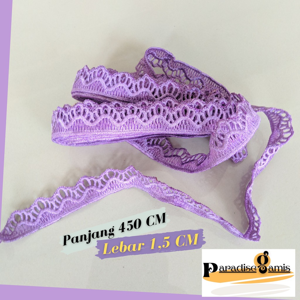 Renda Bordir Tempel Bunga 4,5 Meteran