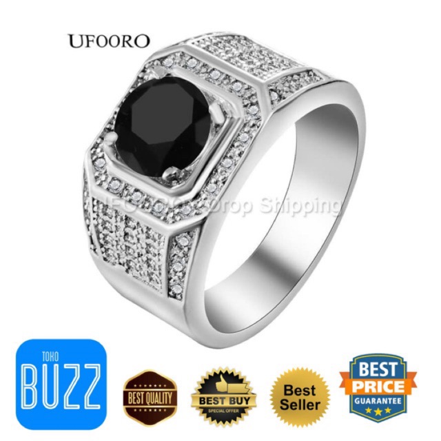 Cincin Pria Kasual Black Diamond Zircon Cubic JCP-011H