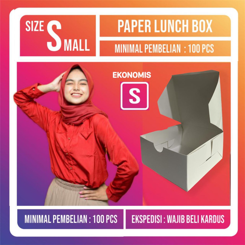 Lunch Box Paper Small- Paper Lunch Box S- Non Laminasi Kotak Putih Polos-dimsum Siomay S Eco Selipan