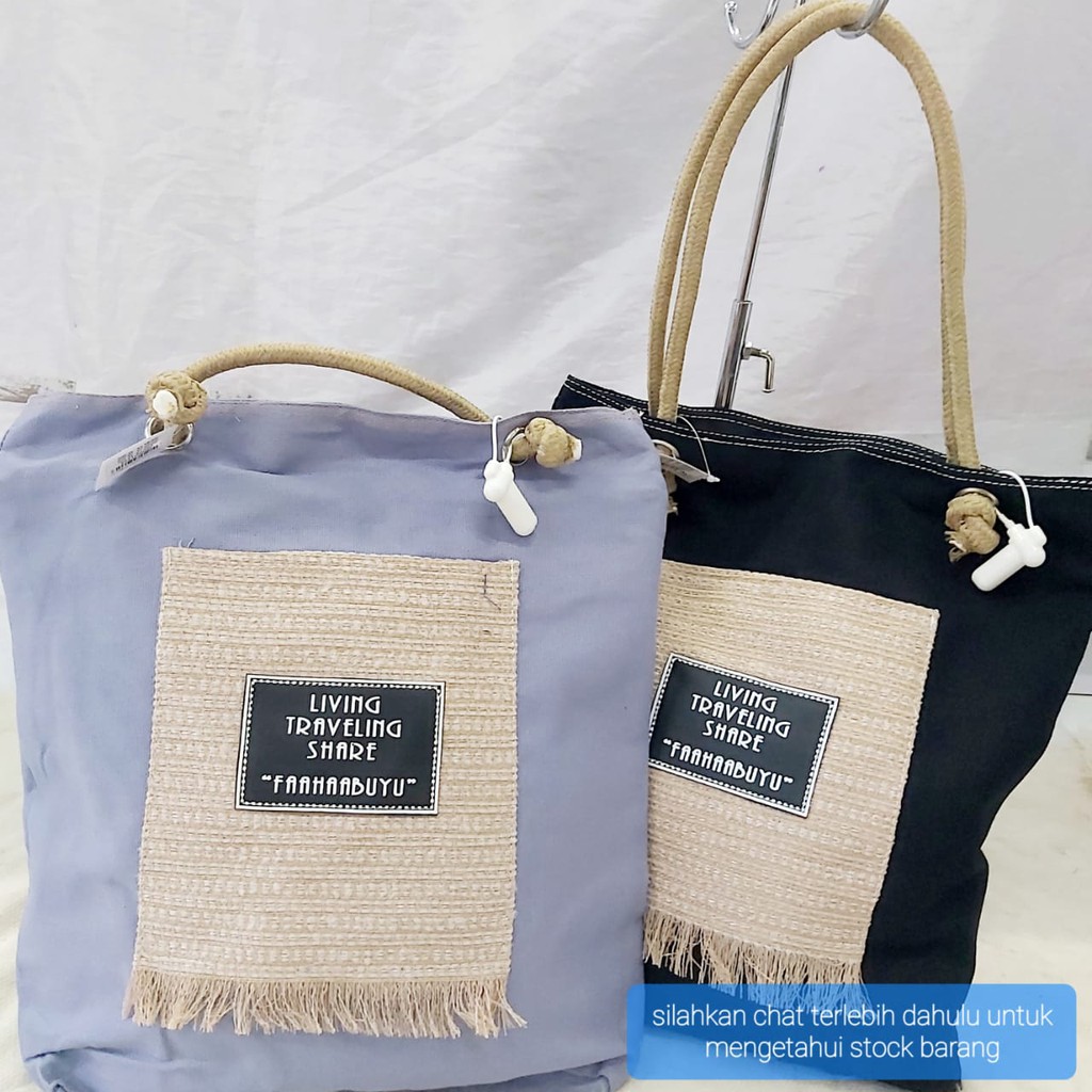 TOTTE BAG TAS KANVAS SELEMPANG LIVING SUMBU WANITA SIMPLE RESLETING