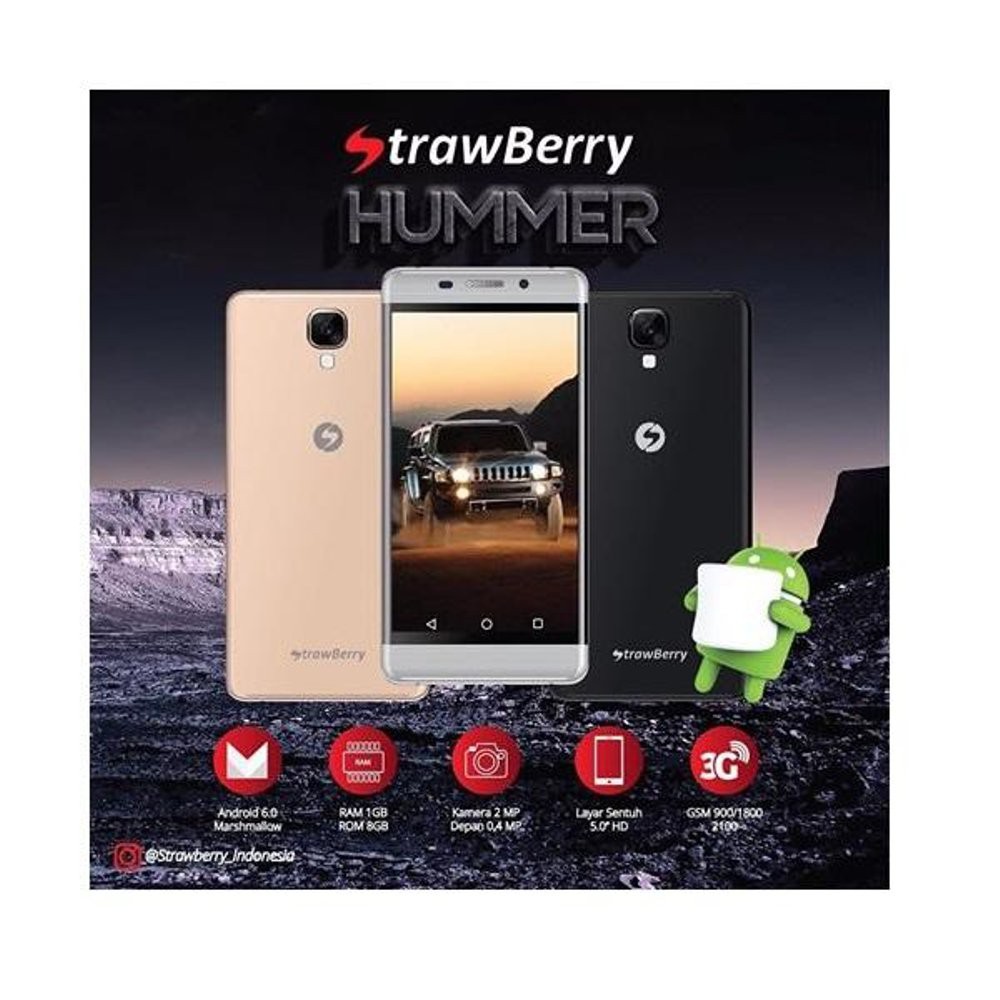Hp Android Murah Strawberry Hummer 3G Ram 1GB Internal 8GB Garansi Resmi