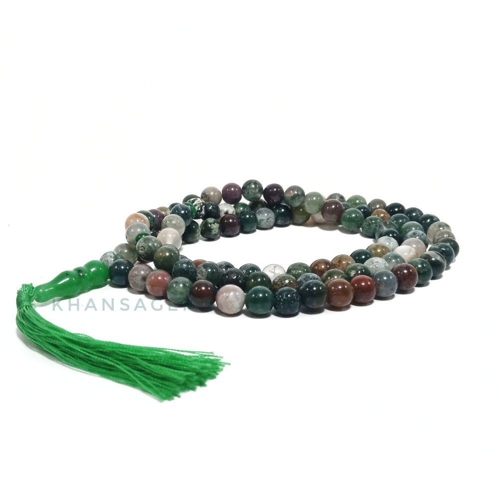 TASBIH BATU EKSKLUSIF NATURAL LUMUT AGATE DIM 8 MM ISI 99 BUTIR PERLENGKAPAN IBADAH SHOLAT DZIKIR FASHION MUSLIM