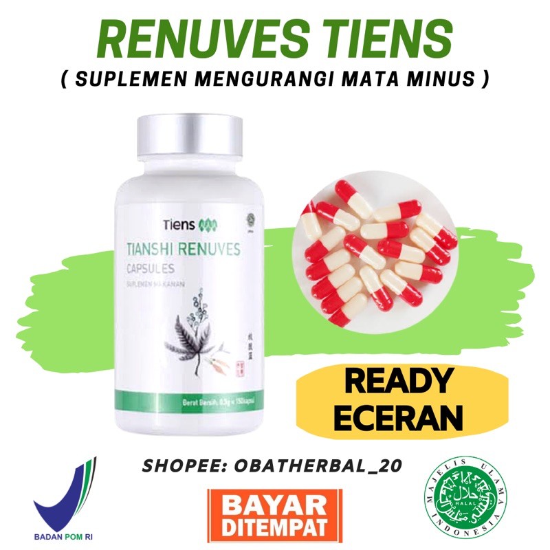Tiens Renuves Suplemen Untuk Menurunkan Mata Minus Dan Silinder Ready Eceran Per 1 Kapsul