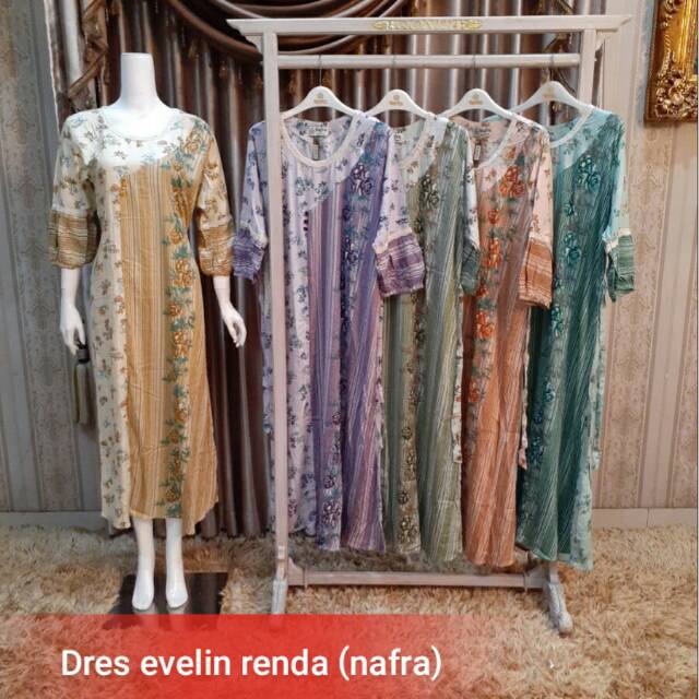  Daster  Tangan Panjang Batik  Qonita  Dress Evelin Renda 