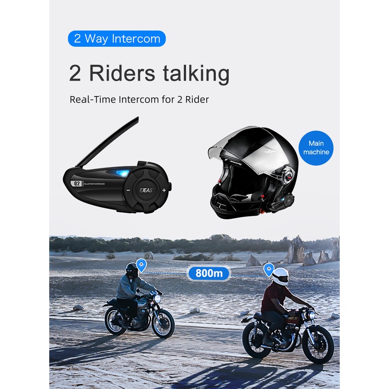 EJEAS Q2 Bluetooth Radio Intercom Helm 2 Rider Helmet Alt Q7 V4 V6 PRO