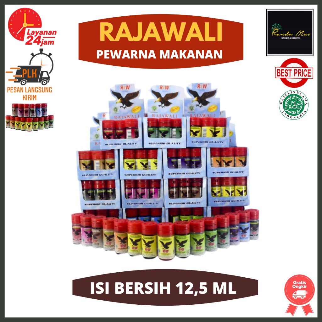 

Pewarna Makanan Pewarna Rajawali 12,5ml Water Base Food Coloring Sumbo Cap Rajawali R&W Termurah