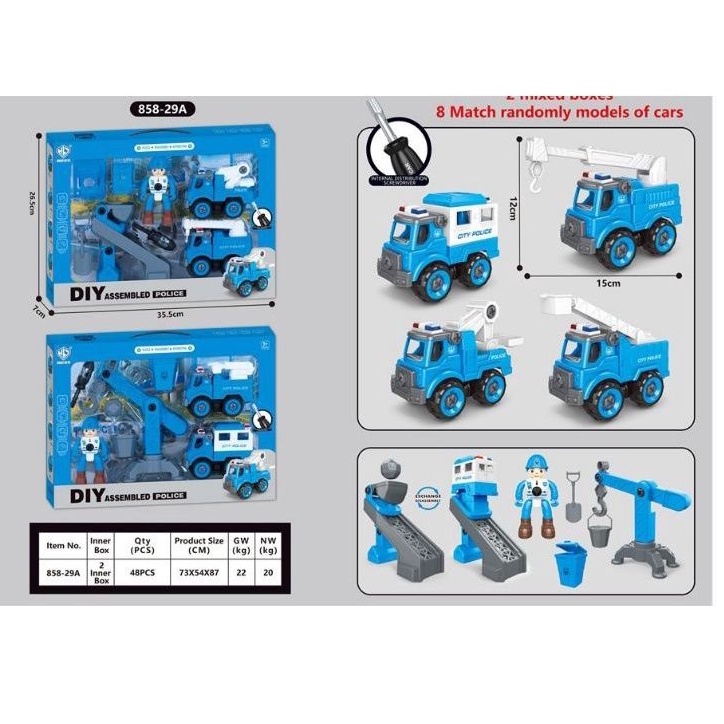 Mainan Mobil Diy Assembled Polisi