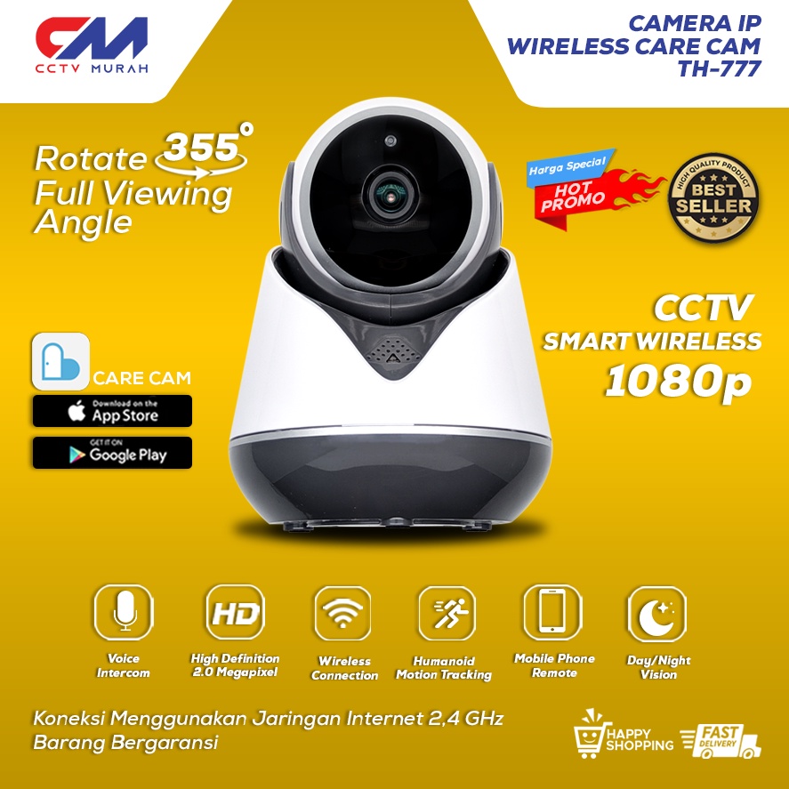 Kamera CCTV IP Simcard 4G 2MP Full HD 1080p, Support Menggunakan Modem 4G, Tanpa Wifi &amp; Kabel App CARECAM