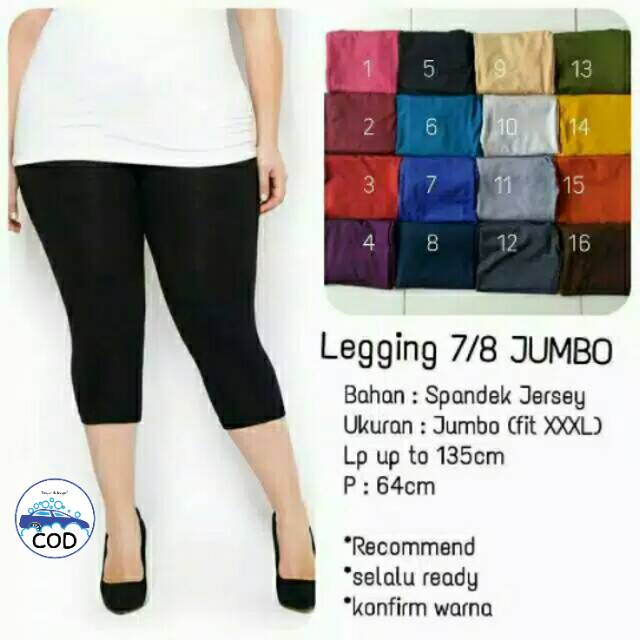 Legging Jumbo 7/8 Bahan Spandex (Licin) / Legging Jumbo Bawah Lutut