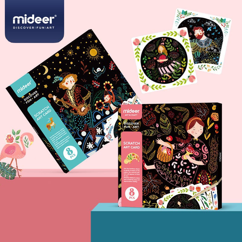 TweedyToys - Mideer Scratch Art Card 8 Pcs