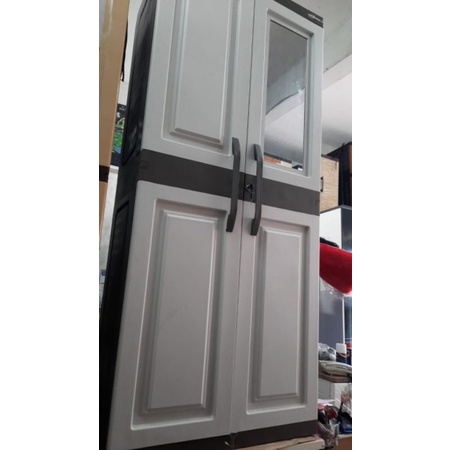 LEMARI PLASTIK KACA MINIMALIS / LEMARI PAKAIAN PLASTIK /LEMARI PLASTIK JUMBO GANTUNG TAHAPAN