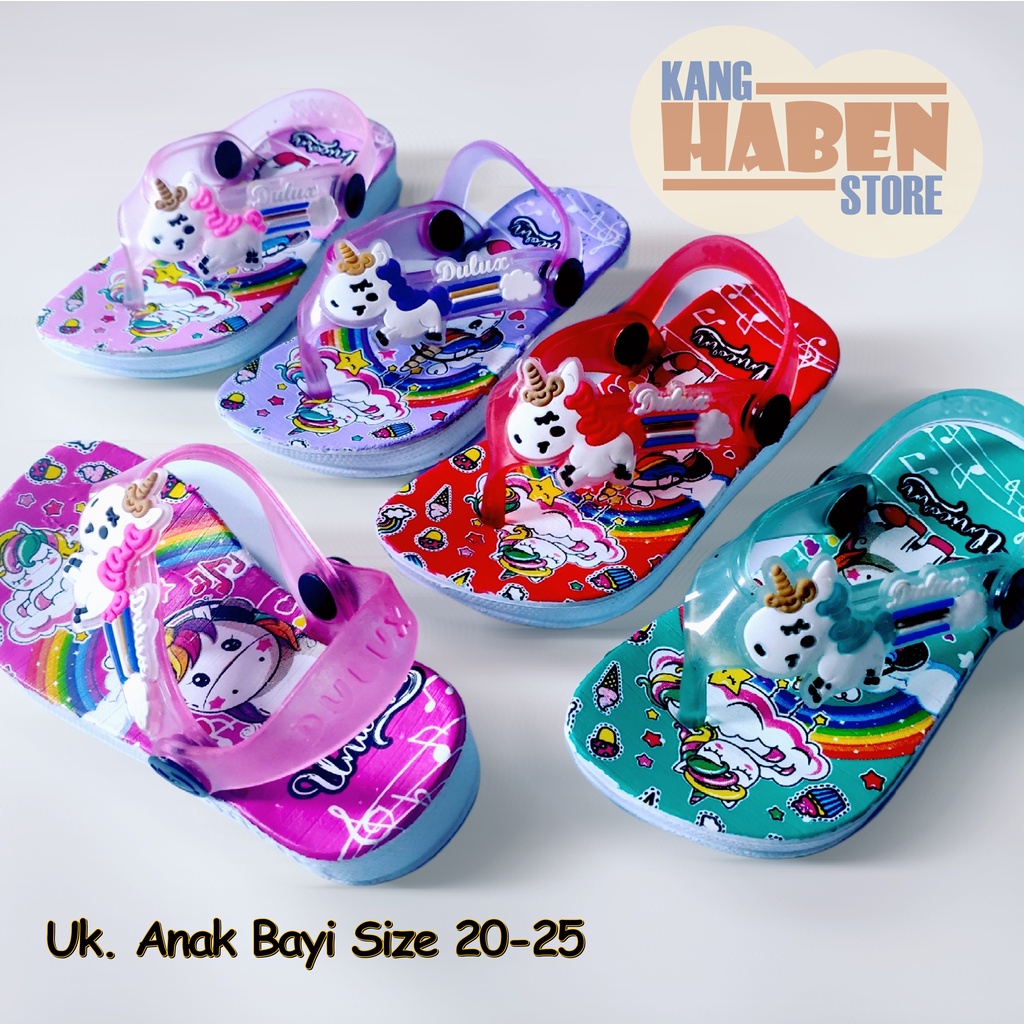 Sandal Jepit Anak Bayi Cewek Alas Bergambar Karakter Unicorn Ringan Dulux 283UNC