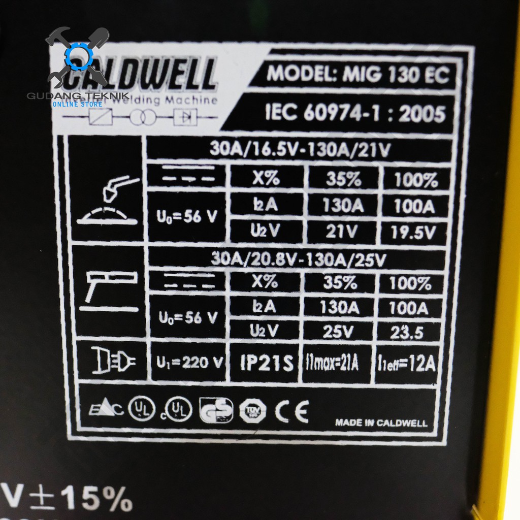 Caldwell 130 EC / Mesin Las Caldwell MIG 130 EC - Trafo Las Inverter Caldwell MIG 130EC