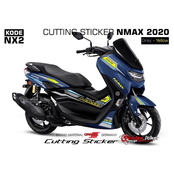 Cutting Sticker Lis Body Yamaha Nmax 2020 Putih - Biru Hitam