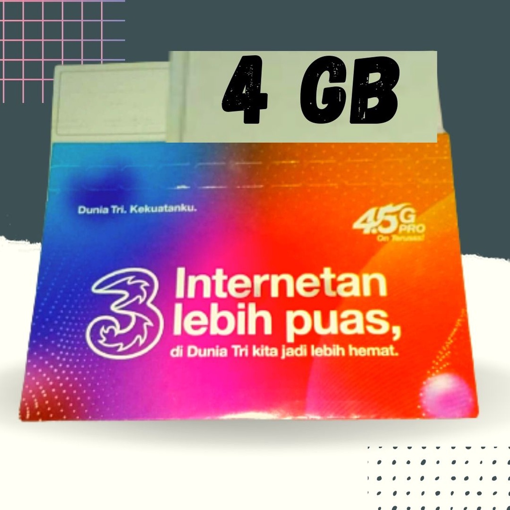 PERDANA THREE (3) 4 GB TERBARU NEW TERMURAH TERKINI KARTU TRI PAKET DATA 4 GIGA HP2