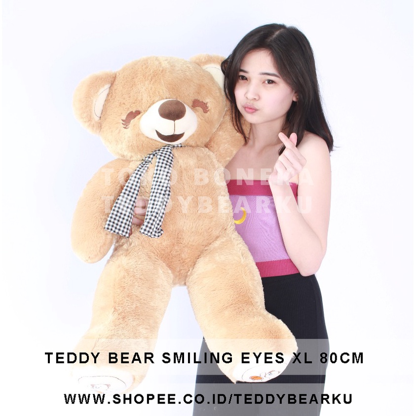 Boneka Beruang Teddy Bear Smiling Eyes XL Jumbo Besar 80CM