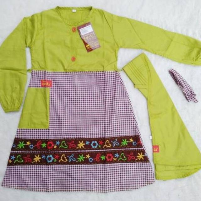 Gamis anak hafidz / gamis  kotak kotak / gamis anak / anak cewek / baju muslim anak / muslim gamis