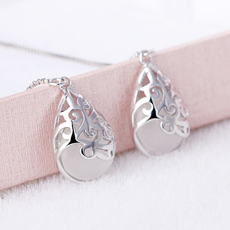 925 Perak Anting-Anting Wanita Gaya Korea Mutiara Merah Batu Akik Hitam Ornamen Bunga-P