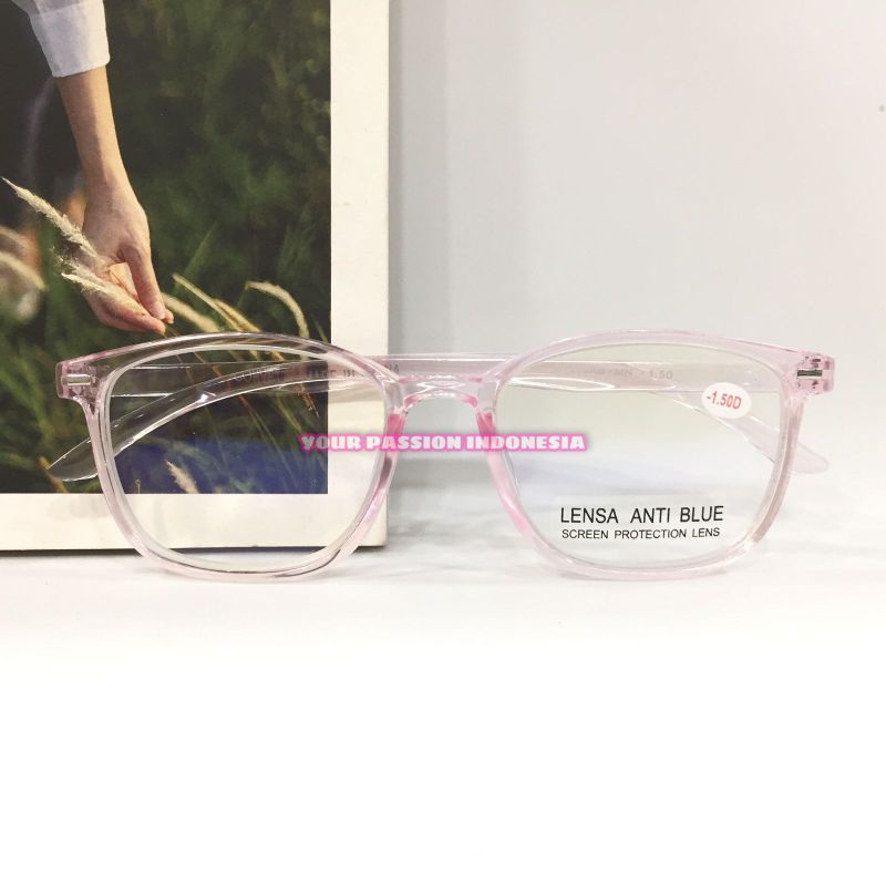 KT259 Kacamata Minus Antiradiasi  -0.50 sd -4.00 Lensa Khusus Hp/Komputer Warna Pink