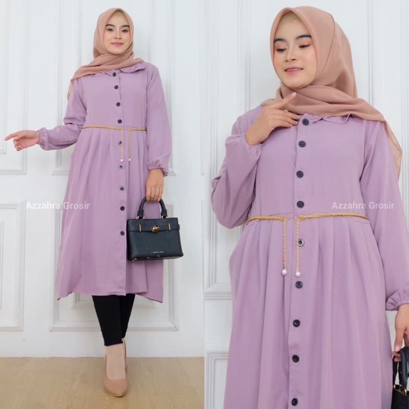 ORIYA TUNIK - LD100-110 Tunik Wanita Shakila Free Belt Kancing Aktif / R.7 - 262-6067 / 529-7175