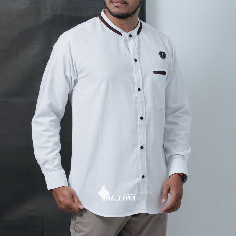 BAJU KOKO KURTA PRIA BERKUALITAS LENGAN PANJANG WARNA PUTIH UKURAN M L XL