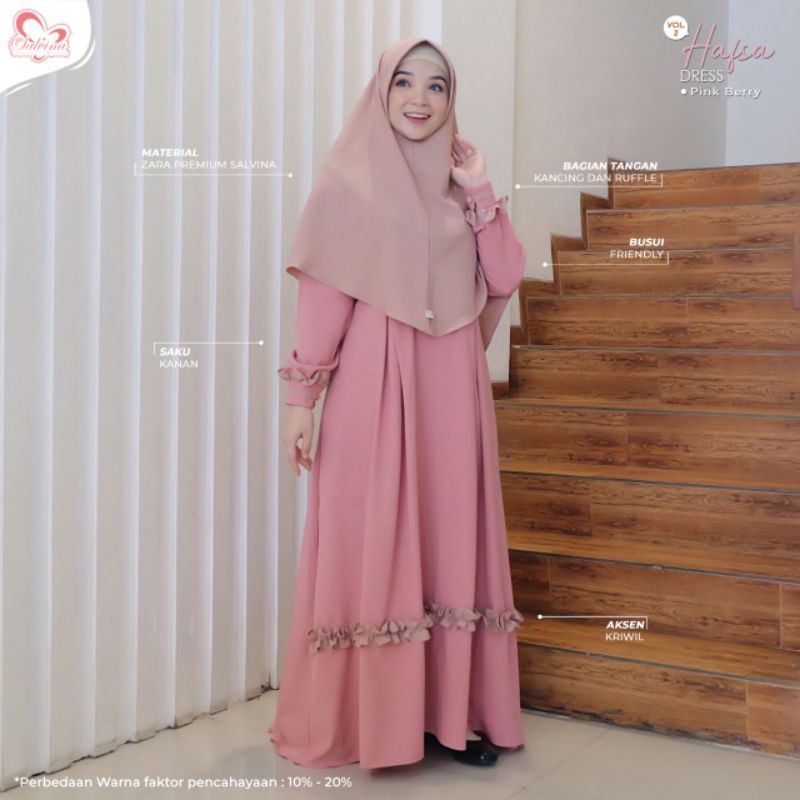 Gamis Dress Set Muslim Hafsa syari Original branded by Salvina Hijab