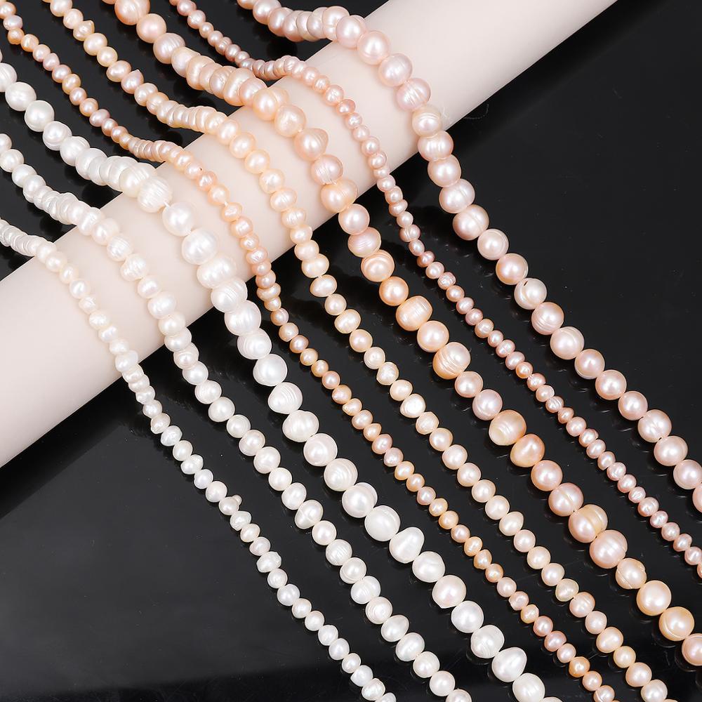 10 Pcs Pink/Putih/Ungu Alami Mutiara Air Tawar Manik-manik Pukulan Manik-manik Longgar untuk DIY Wanita Elegan Kalung Perhiasan Membuat