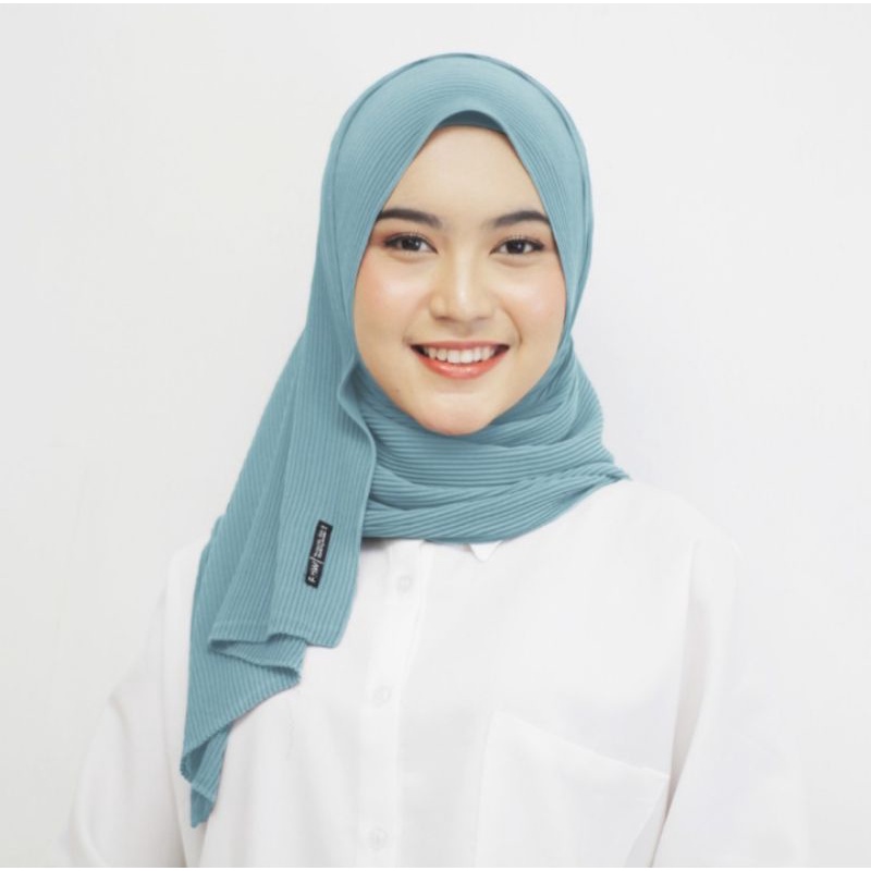 BEST SELLER - Jilbab Pashmina Plisket Ceruty Premium-Biru Wardah